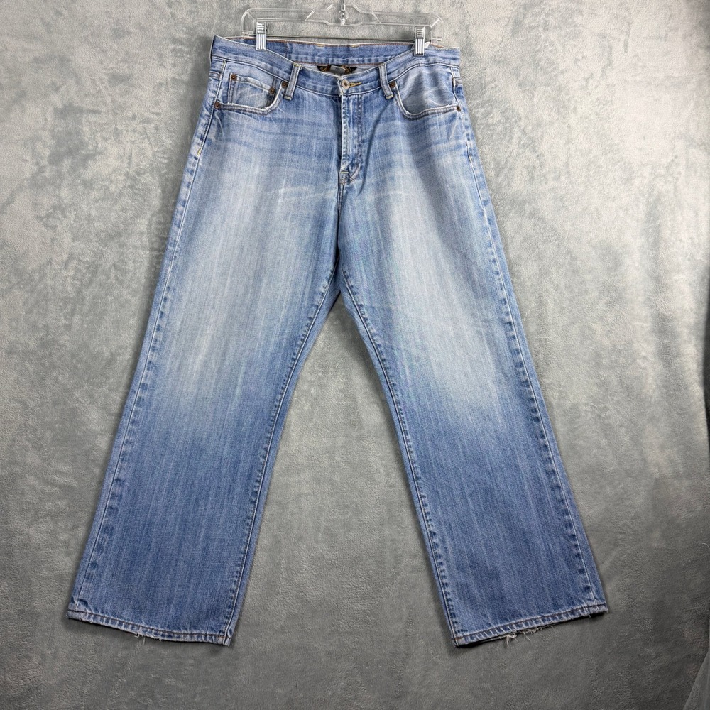 Lucky Brand Womens 34 Light Blue Jeans Wide Leg 100% Cotton Y2K Boho Short